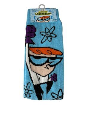 Men’s Blue Cartoon Scientist Crew Socks 9-13 | Funny Retro Graphic Style